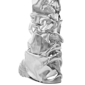 Glamorous Silver Mid Calf Boots